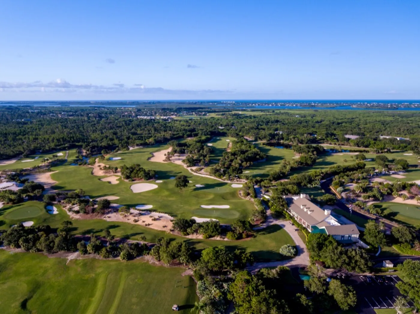 Aerial of Hawk's Nest championship golf course at The Moorings, Vero Beach