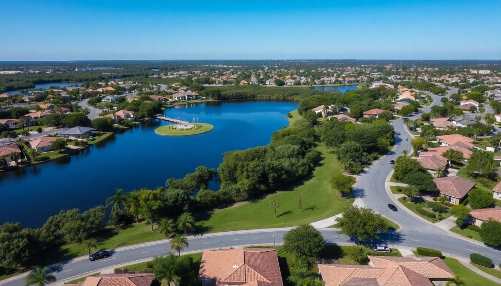 Aerial view of a South Florida residential community