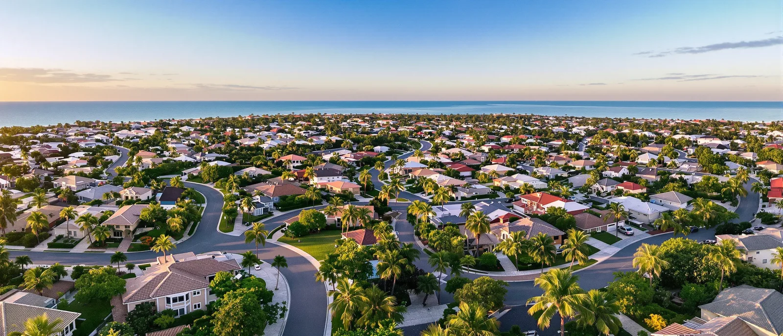 Aerial view of a Florida residential neighborhood