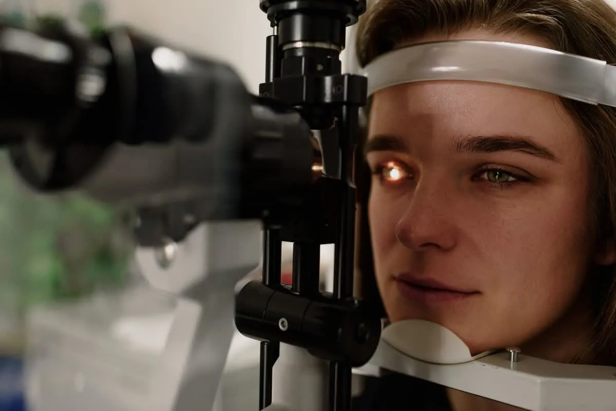 Optometrist performing a slit-lamp eye examination at Tropical Eye Associates